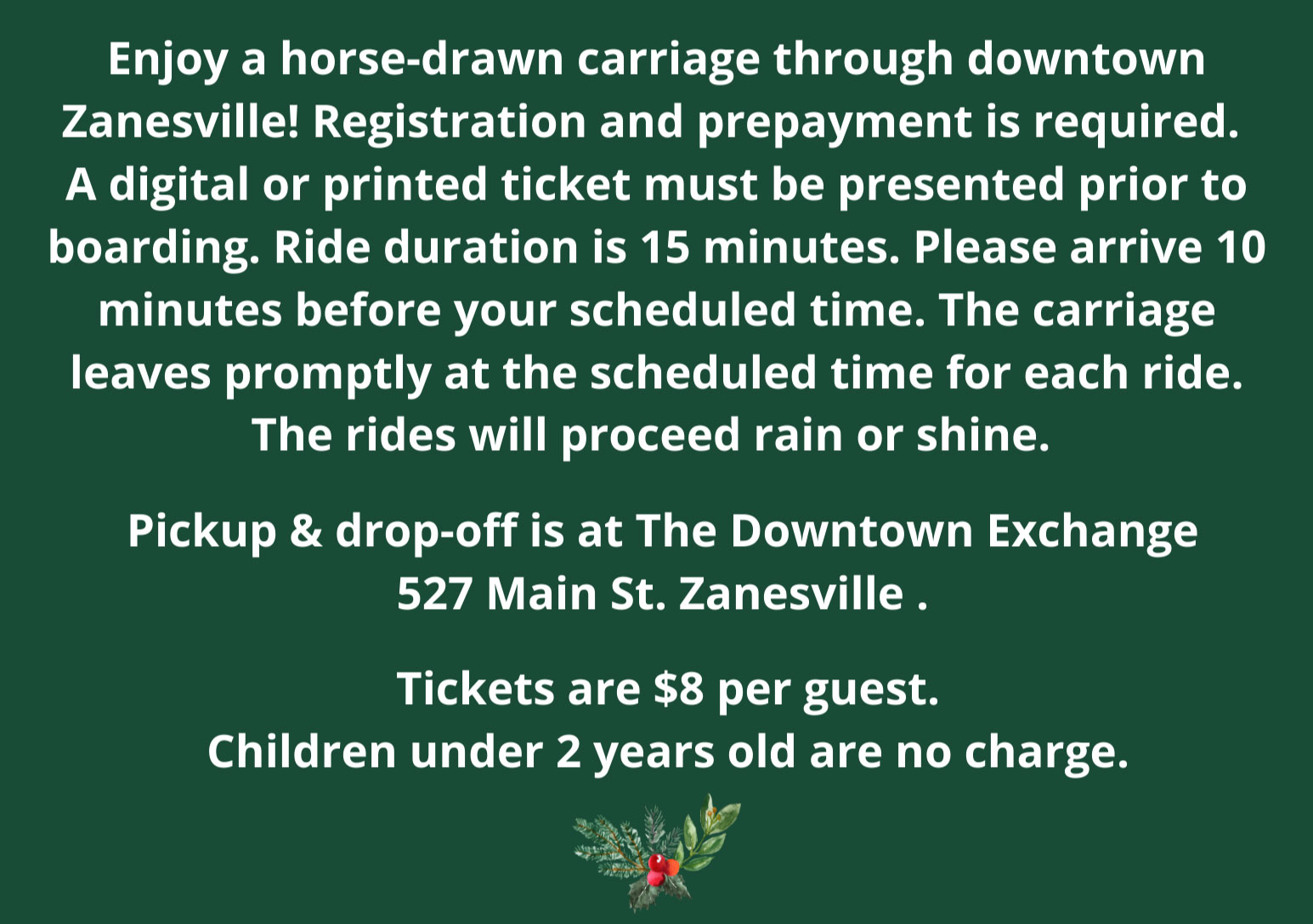 Storybook Christmas Downtown Carriage Rides