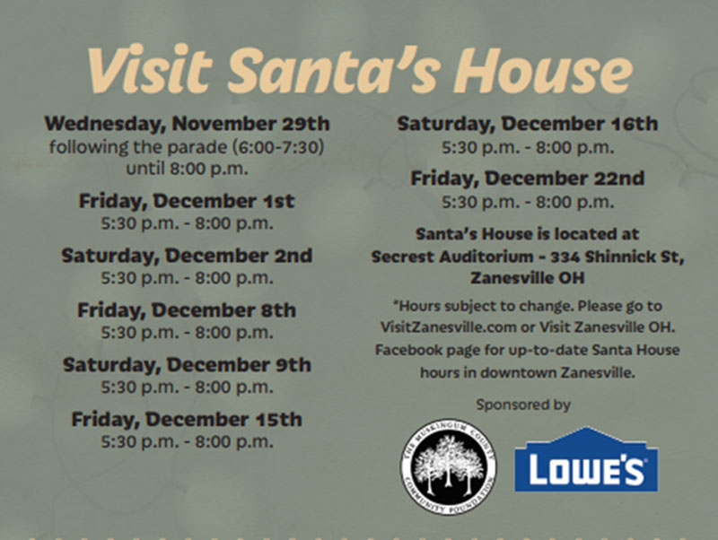 Visit Zanesville Storybook Christmas Visit Santa's House