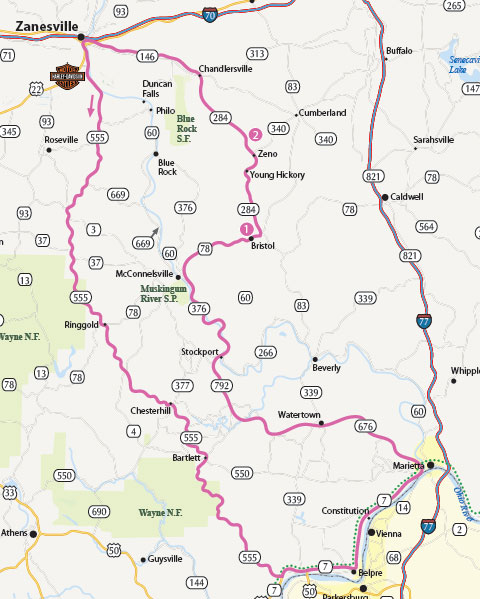 Visit Zanesville Tripple Nickel Tour Map